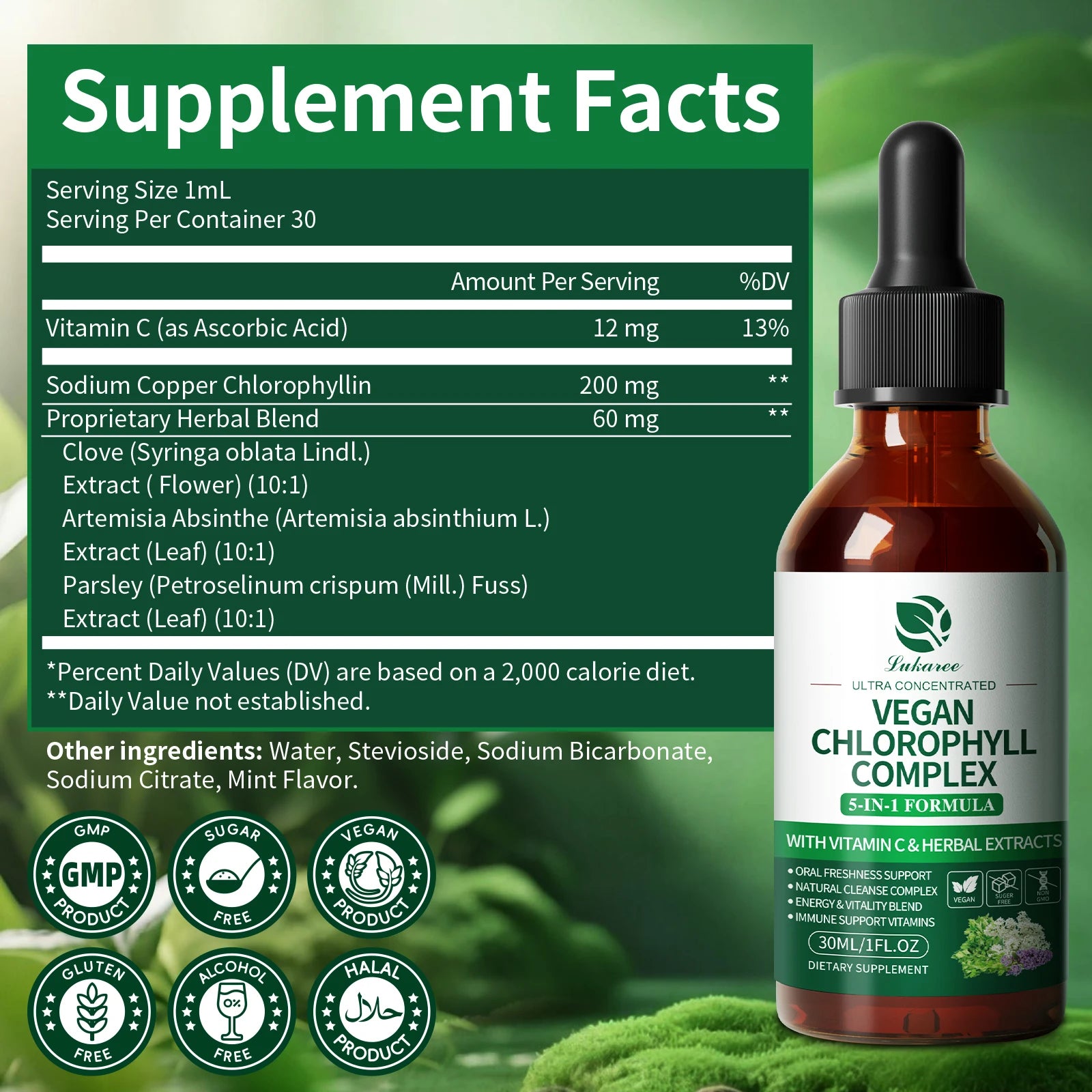 Liquid Chlorophyll Drops 30 ml – Vegan, Sugar-Free
