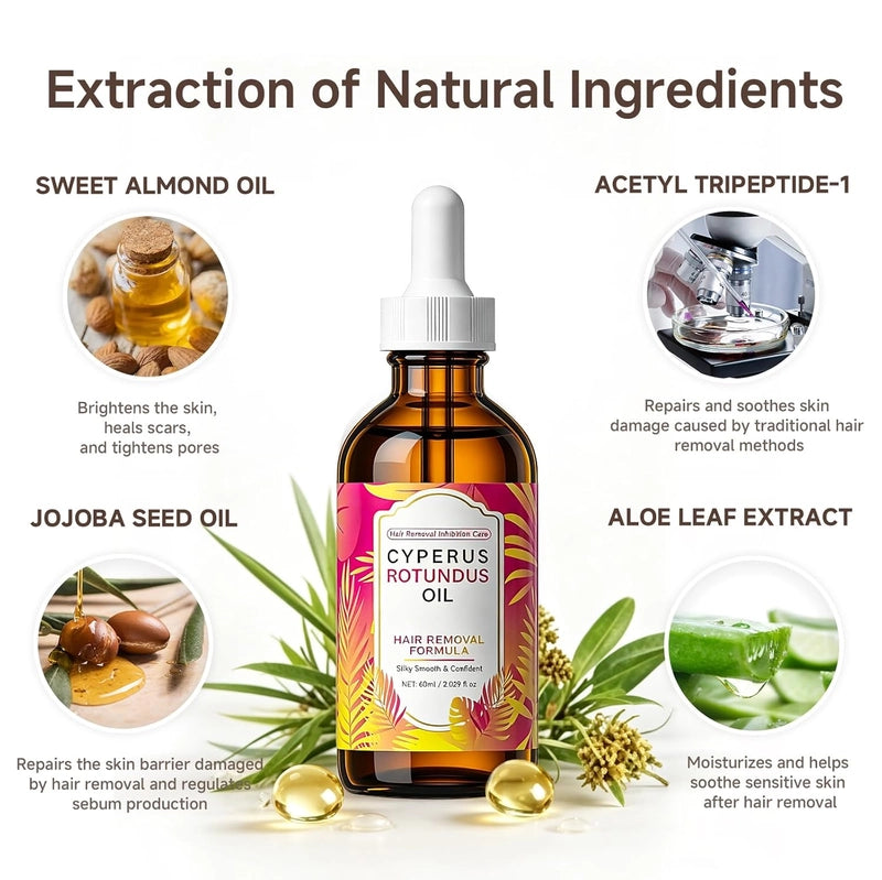 Silky Smooth Skin: Cyperus Rotundus Oil for Natural Hair Reduction & Deep Nourishment