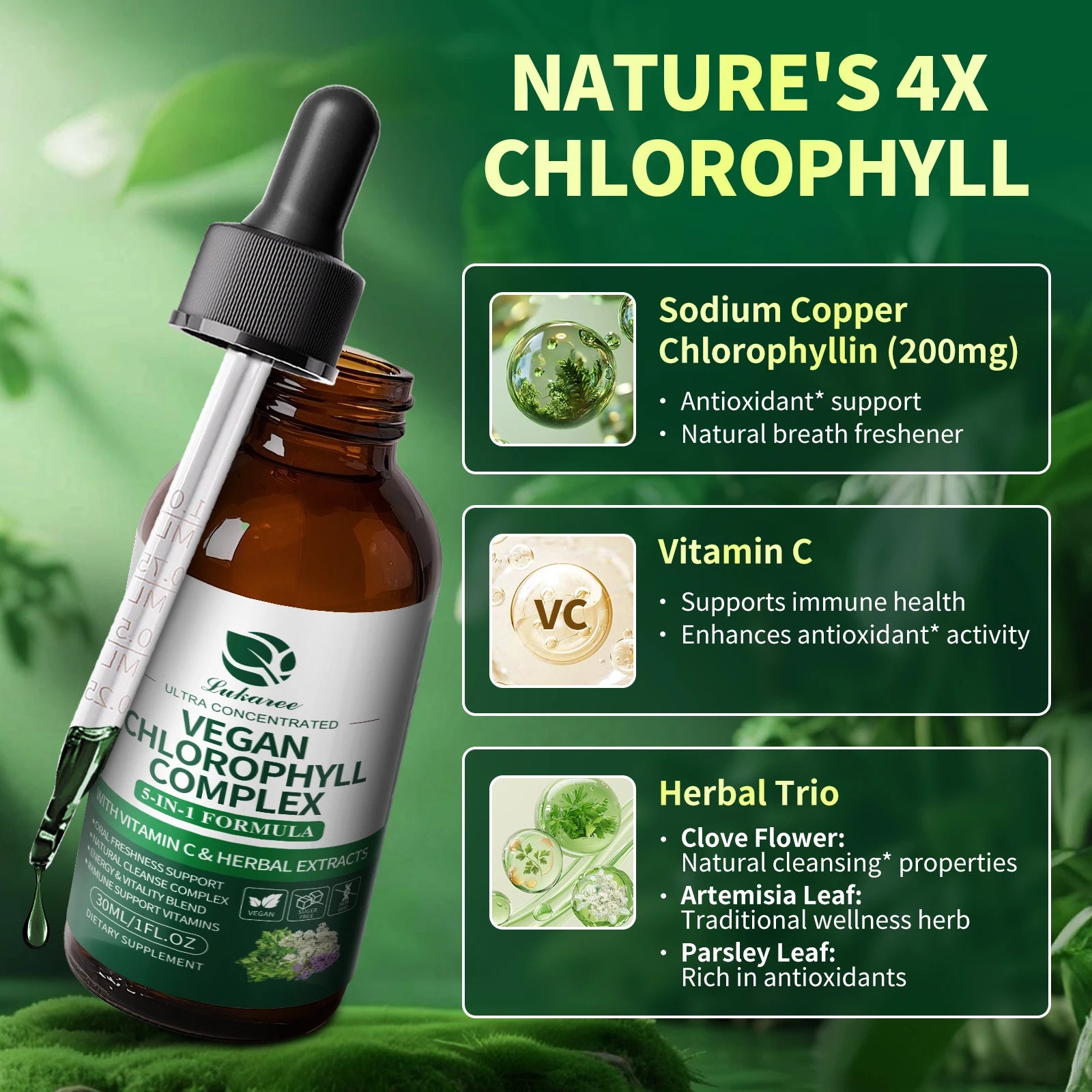 Liquid Chlorophyll Drops 30 ml – Vegan, Sugar-Free
