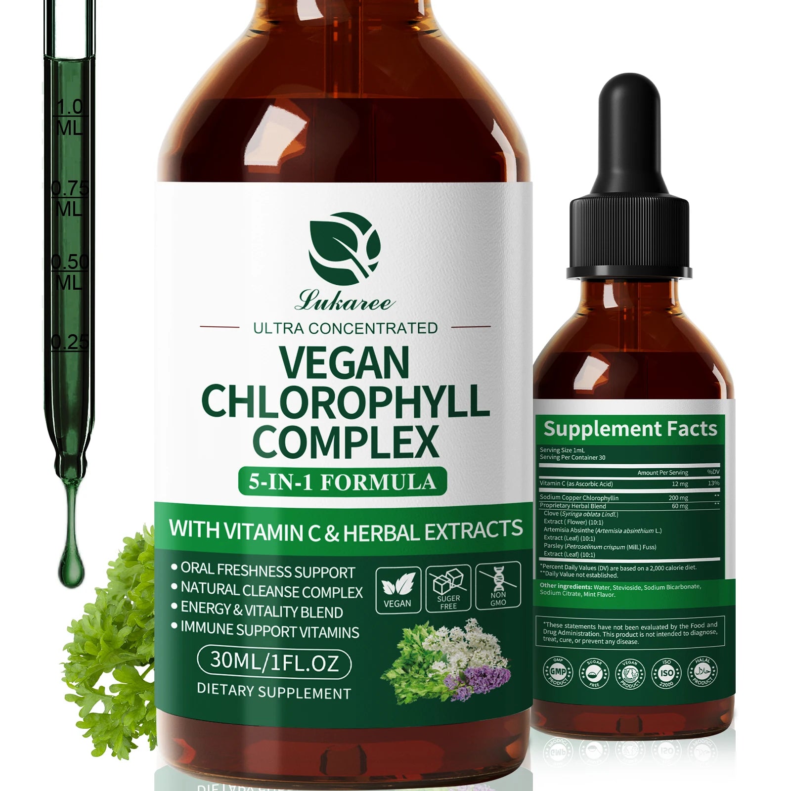 Liquid Chlorophyll Drops 30 ml – Vegan, Sugar-Free