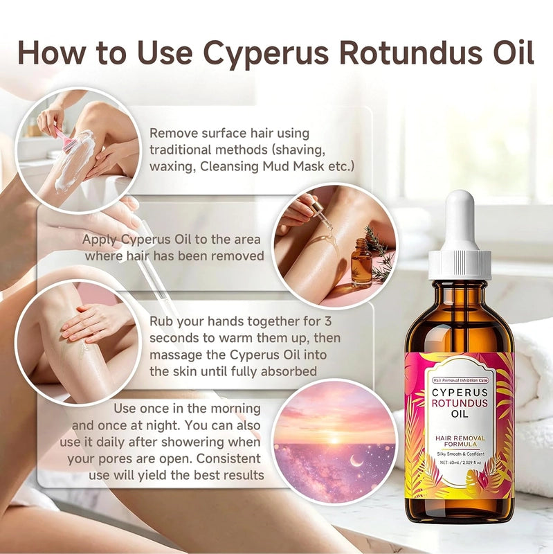 Silky Smooth Skin: Cyperus Rotundus Oil for Natural Hair Reduction & Deep Nourishment